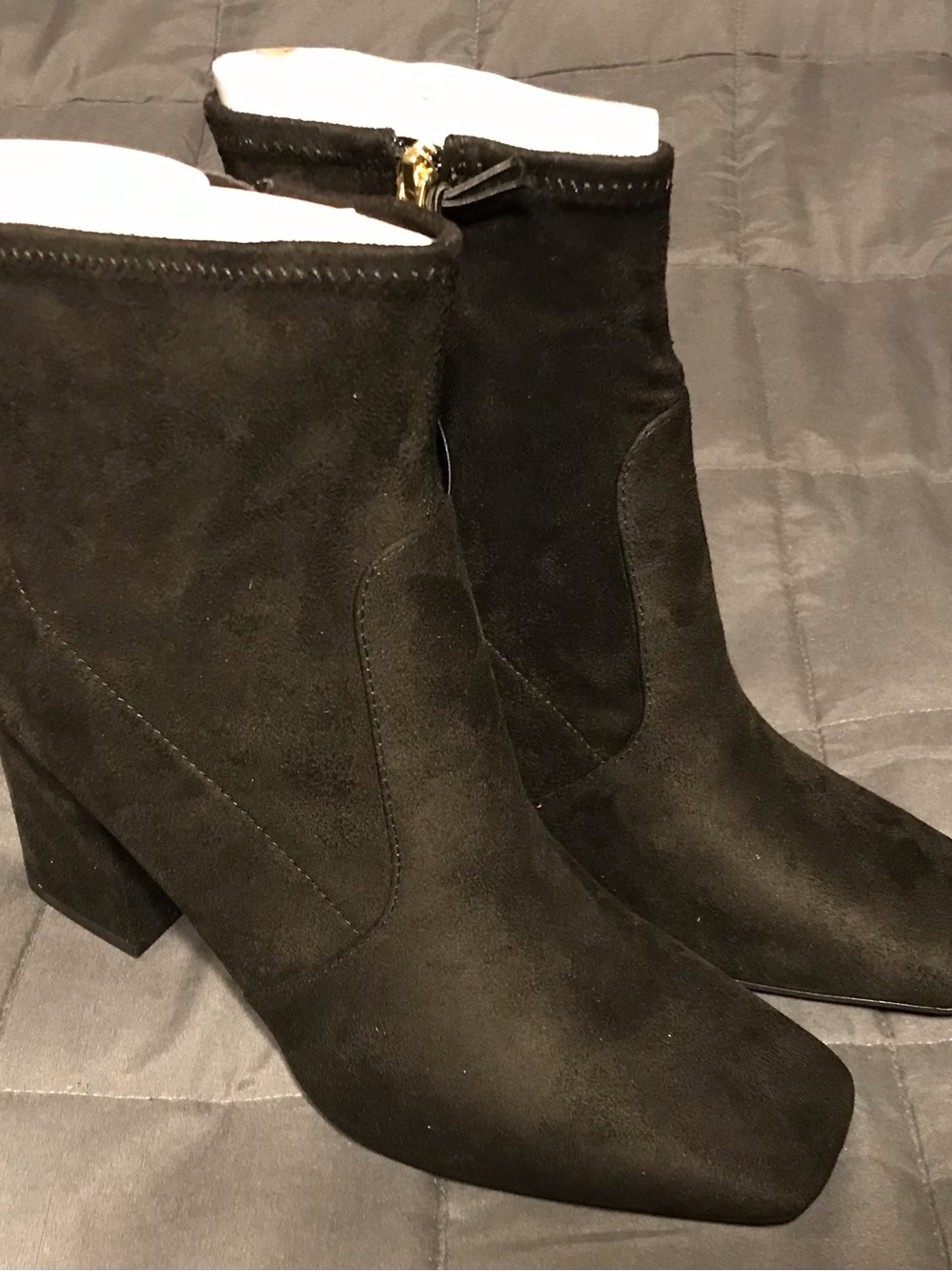 Liz Claiborne Black Suede Block Heel Ankle Boots